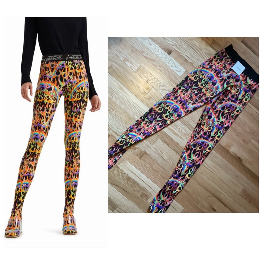 🔥🌈 New - Desigual flaming rainbow leggings bright colourful